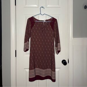 Ayla Charming Burgundy Patterned Dress